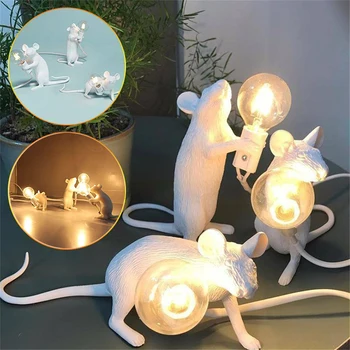 

Postmodern Resin Animal Rat Mouse Table Lamp Small Mini Mouse Cute LED Night Lights Home Decor Desk Lights Bedside Lamp