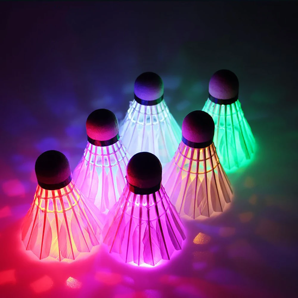 4/8 Pcs Lighting Badminton Foam Ball Head Luminous Colorful Shuttlecock Outdoor Sports Entertainment Night Training Ball