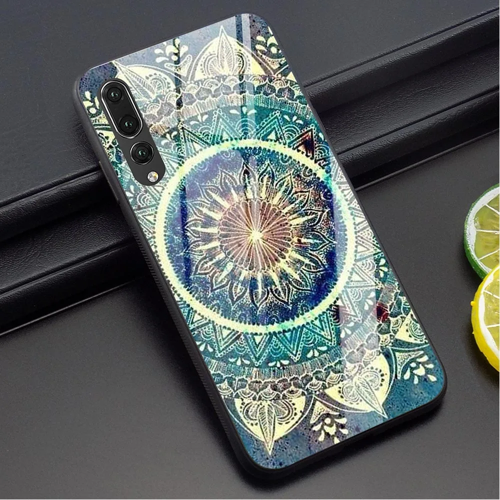 Сапфировое Нефритовое витражное стекло мандалы чехол для телефона huawei Honor 10 Lite чехол 9 7A P10 P20 P30 PRO P Smart mate 20 Lite стекло