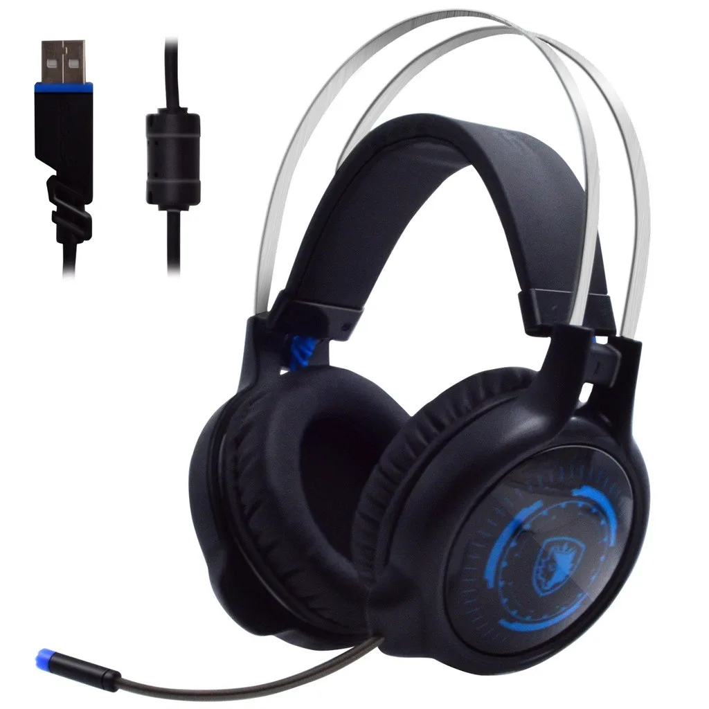 Игровая гарнитура с шумоподавлением SADES G50, объемный звук, стерео, USB, Накладные наушники, игровая гарнитура для ПК, Прямая поставка