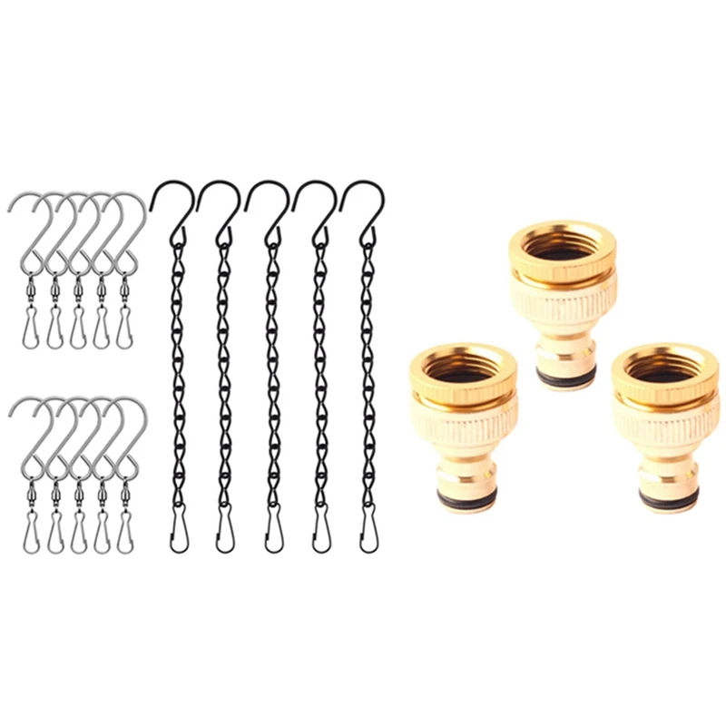 

3Pcs 1/2 Inch 3/4 Inch Thread Quick Connector Tap Connector with 10Pcs Swivel Hooks Clips