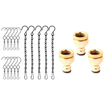 

3Pcs 1/2 Inch 3/4 Inch Thread Quick Connector Tap Connector with 10Pcs Swivel Hooks Clips