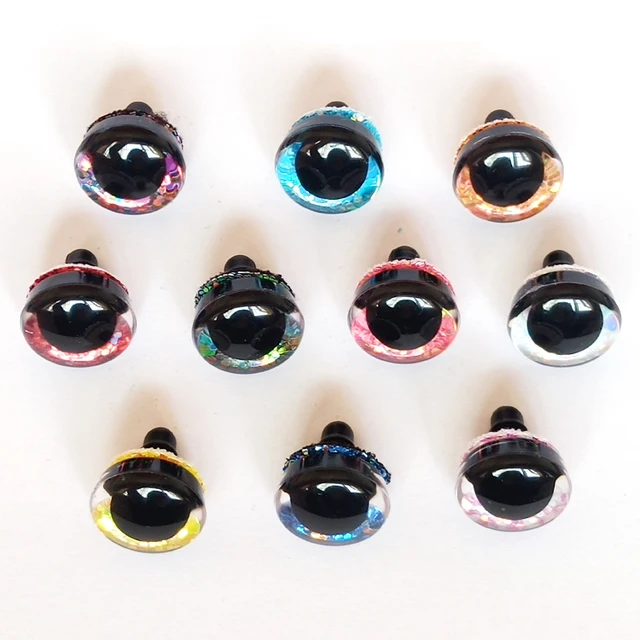 20pcs/lot 3D Findings Stuffed Toys Glitter Safety Eyes Nonwovens Hard Washer Clear Plush Doll Round Plastic Safety Eyes 4