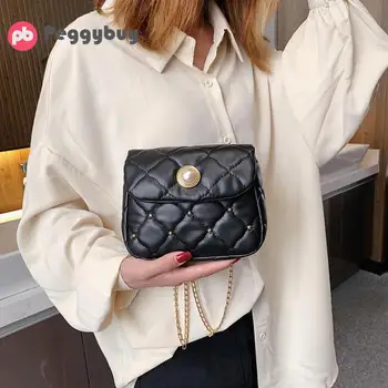 

Mini Pearl Crossbody Bags For Women Chain Casual PU Leather Flap Shoulder Bags Female Small Solid Color Messenger Bags
