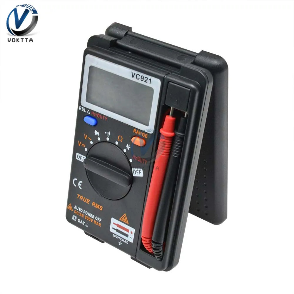 VC921 Цифровой мультиметр портативный мини AC DC Вольтметр Ом измеритель емкости тестер ручной профессиональный с зондом