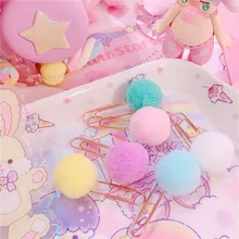 10PCS MaCaron color Plush ball type Mini Bookmark Paper Clip Kawaii School Office Supply Metal Material Escolar Papelaria Gift