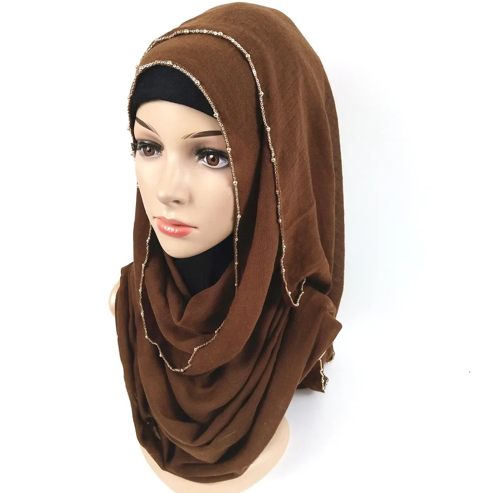 D3 10 шт. Высококачественная золотая цепочка visose хиджаб шарф платок мусульманский шарф-лента/шарфы можно выбрать цвета