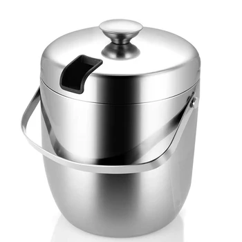

Ice Champagne Bucket Insulated Stainless Steel Double Wall Ice Bucket with Lid Much Bigger Capacity Ice Barrel-2L