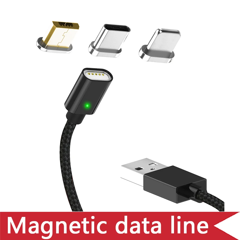 Магнитный кабель 3 в 1 со светодиодным индикатором USB Type-C Micro Кабель-адаптер