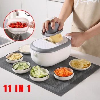 

11 in 1 Multifunctional Vegetable Cutter Slicer Potato Slicer Potato Chip Radish Grater Vegetable Peeler Kitchen Gadgets Tools