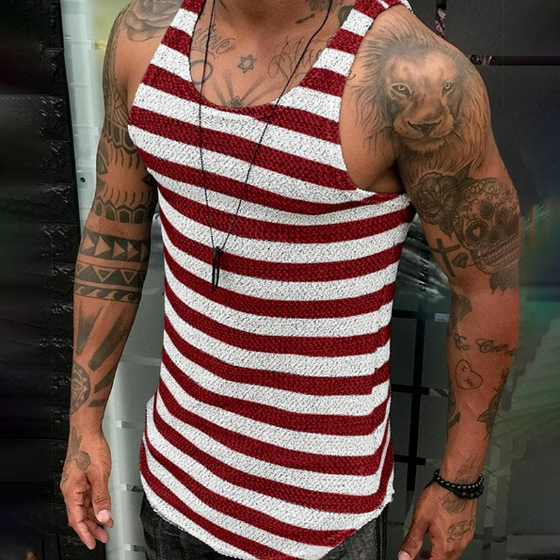 Striped Tank Top Men Fitness Clothing Mens Bodybuilding Tank Tops ...