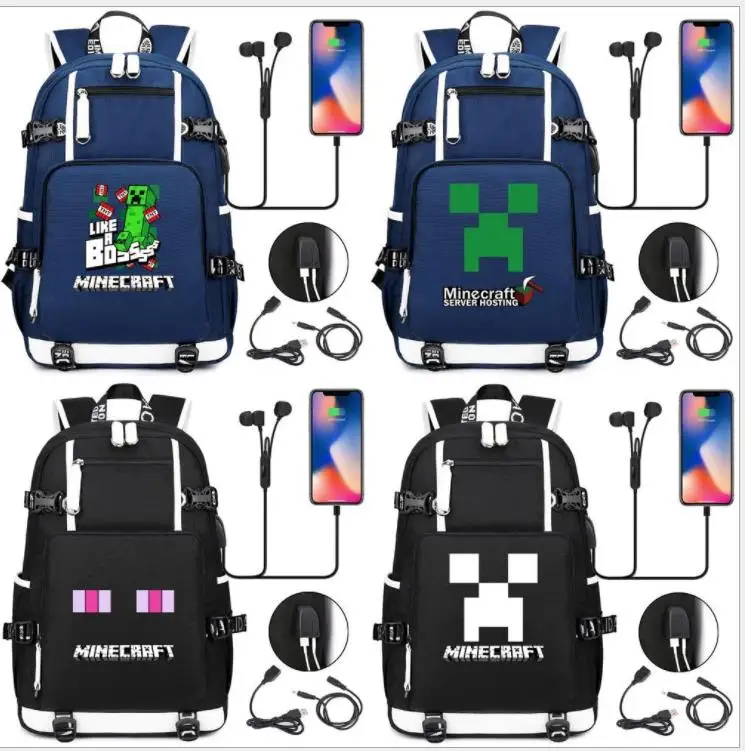 

Fashion Canvas Minecraft School Backpack For Teenagers Men Women Student School Bag Capacity Quality Male Travel Mochilas