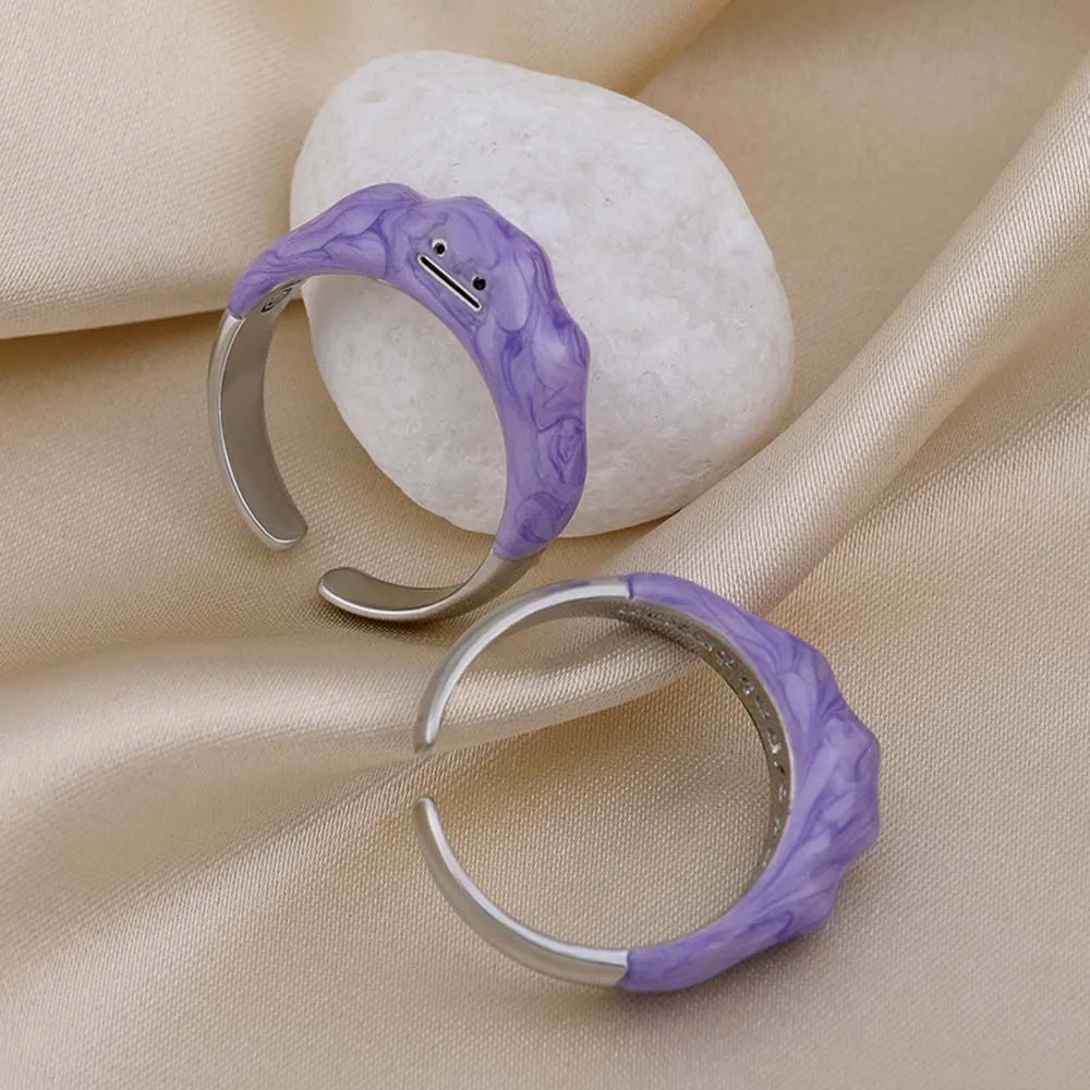 Korean Open Rings Dreamy Purple Cute Smiley Monster Ring Women Girls Fashion Jewelry - Image 2