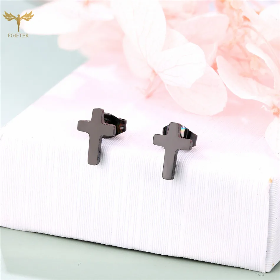 Vintage Black Cross Earrings Set Christian Religion Jewelry High