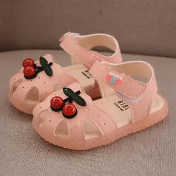 

New Girls sandals Lovely Cherry Baby shoes fashion Children's beach sandals Non-slip kids sandal