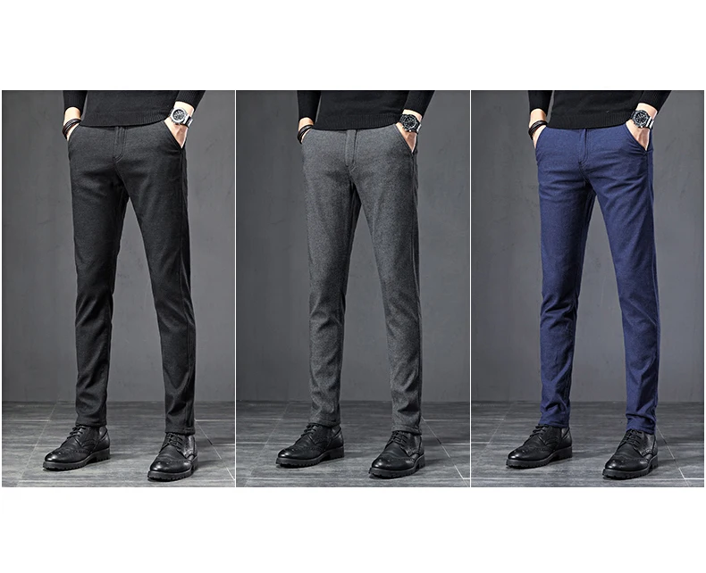 2022 Spring Autumn Business Dress Pants Men Elastic Waist Frosted Fabric Casual Trousers Formal Social Suit Pant Costume Homme plus size khaki pants