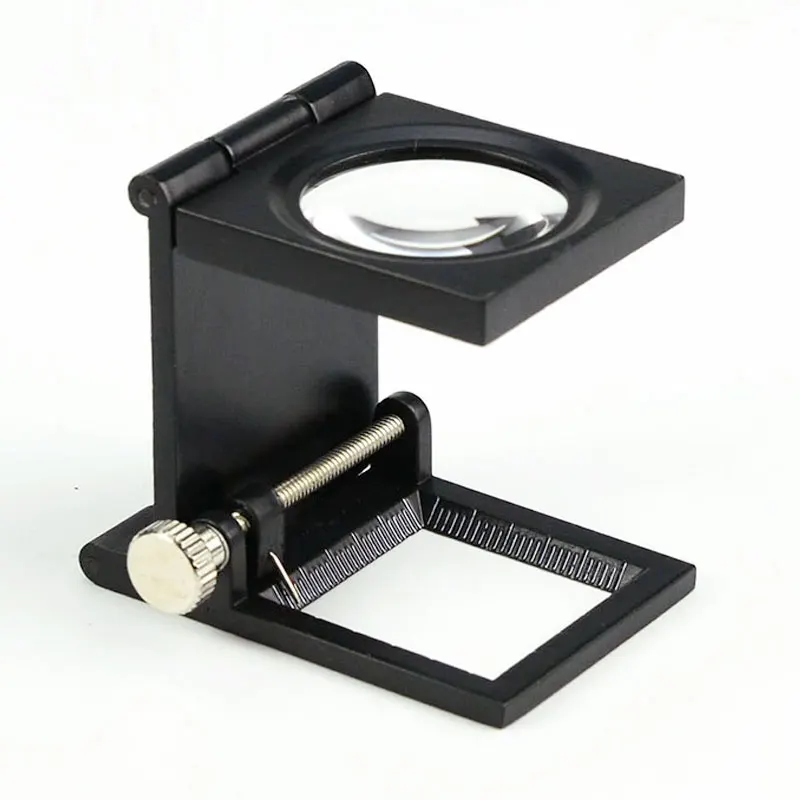 

5x Stand Folding Cloth Magnifier Thread Counter Loupe Linen Tester Magnifying Glass with Scale All metal frame glass lenses