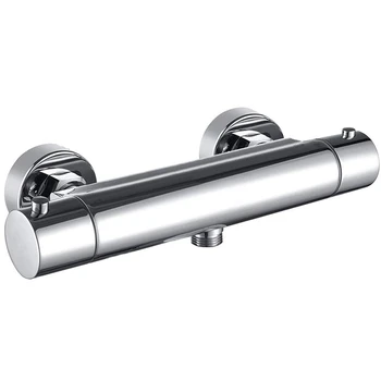 

Thermostatic Shower Faucet Shower Mixer Valve, Anti-Scald Faucet Exposed Bottom Outlet, Faucet for 1/2 Inch Shower Hose Brass Di
