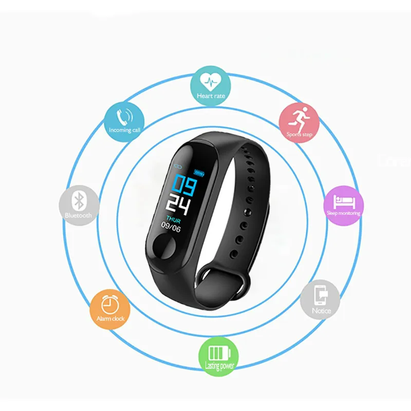 

New Smart Fashion Bracelet Color Screen Heart Rate Blood Pressure Monitor Fitness Running Tracker Watch For Man Woman And Child