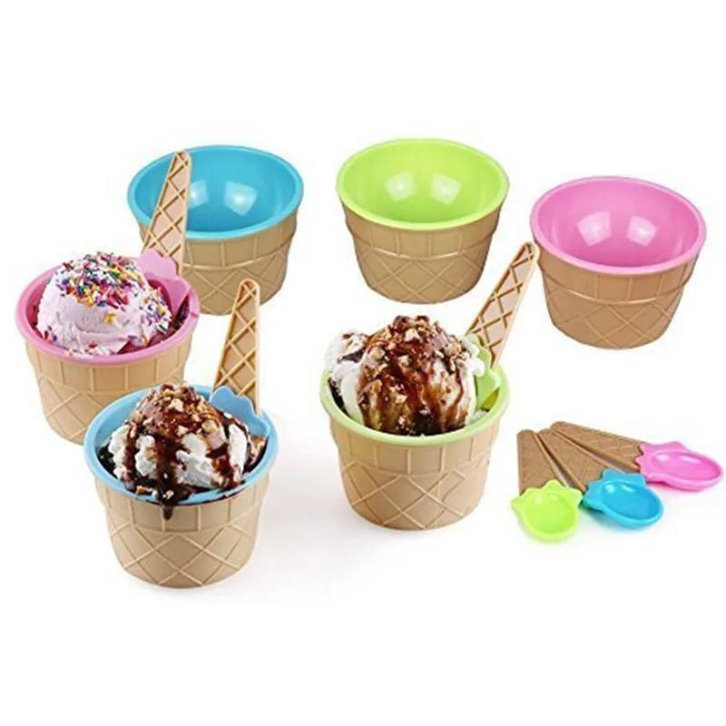1 комплект, Детская миска для мороженого, набор ложек, чашка для мороженого, парные чашки, подарки, DIY Инструменты для мороженого чашка для мороженого+ ложка