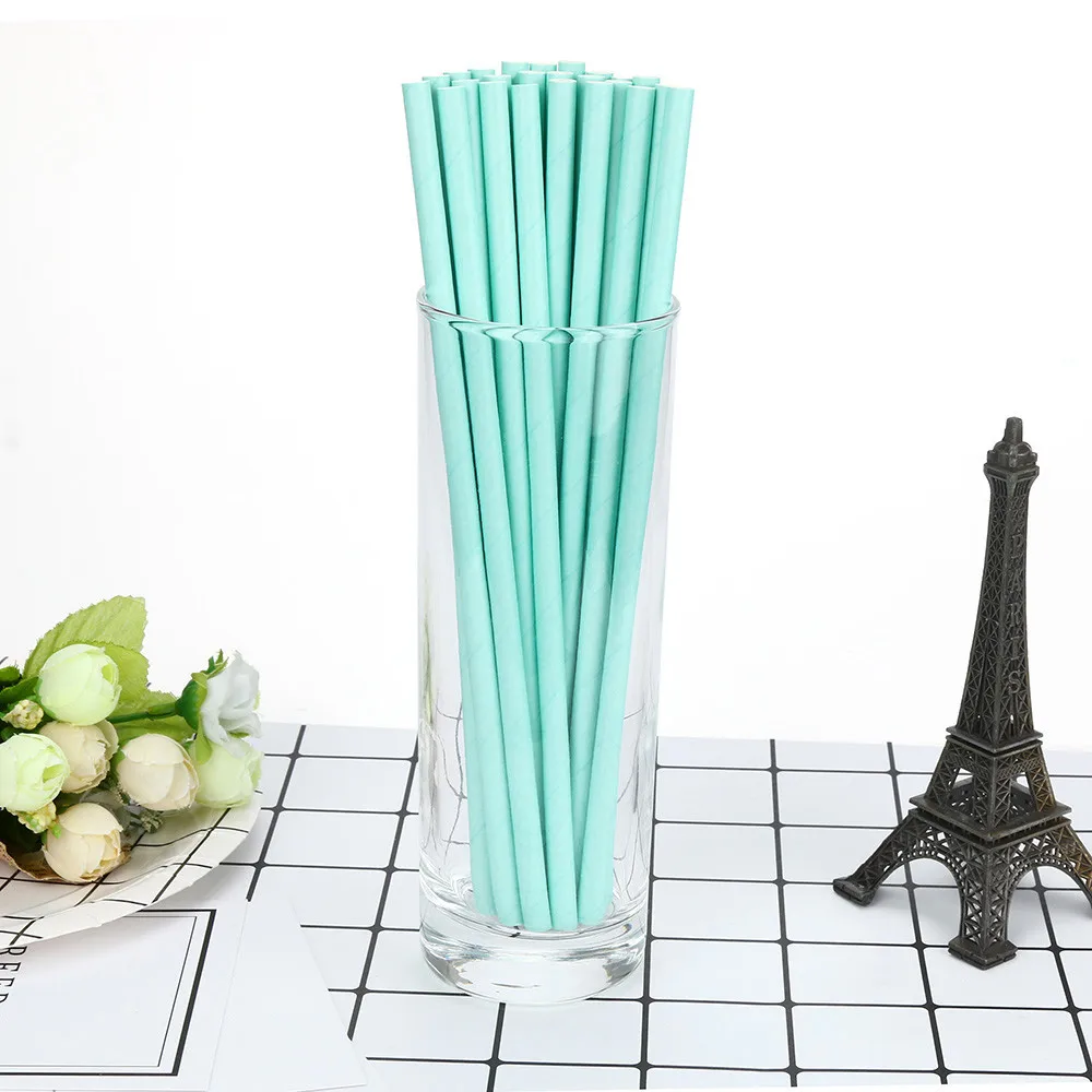 

25Pcs Disposable Drinking Paper Straws Sturdy Natural White Smoothie Milkshake Tea Restaurant Party Environmentally Friendly