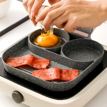 

3 Holes Non Stick Omelet Frying Pan for burger Egg Ham Omelette Breakfast Maker 11UA