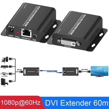 

Full HD 1080P 60hz DVI Extender Over Single RJ45 CAT5e/6 Cat 6 6a 7 Ethernet Cable 60M Net Cord Extend DVD PC TV Video Converter