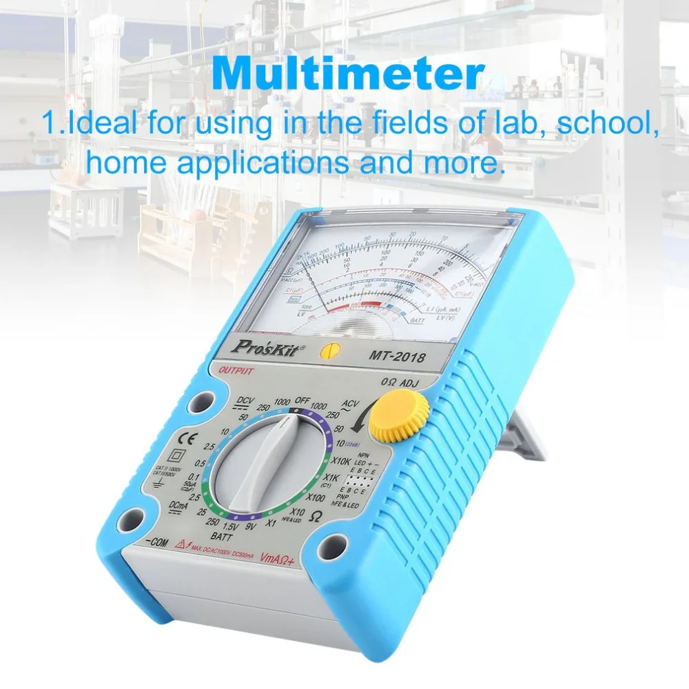 Pros'Kit MT- MT- Analog Multimeter Safety Standard Ohm Test Meter DC AC Voltage Current Resistance Multimeter