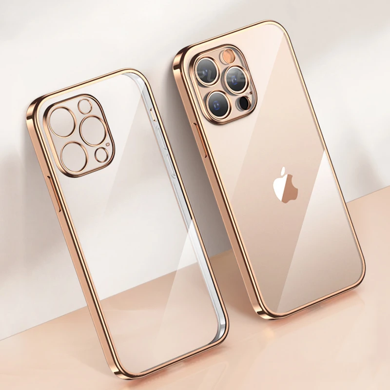 Роскошный прозрачный чехол с покрытием для iPhone 13 12 11 Pro Max Mini X XS XR SE 2020 8 7 Plus