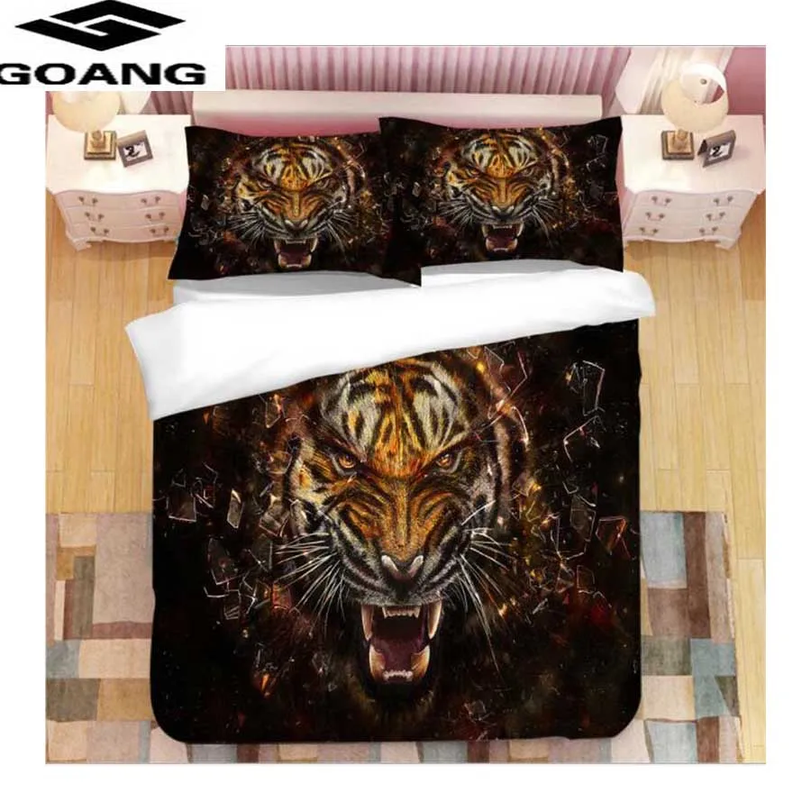 

GOANG No wrinkles king size bedding set duvet cover set and pillowcases luxury twin home textile tiger printed comforter 200x200