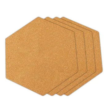 

4pcs Home Cork Board Self Adhesive Frame Stickers Wall Message Drawing Hexagon Decoration Office Wood Bulletin Photo Background