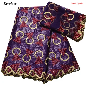 

Purple Bazin Riche Getzner Evening Dress Embroidery African White&Black Lace Fabric DIY Sewing KRL-9554