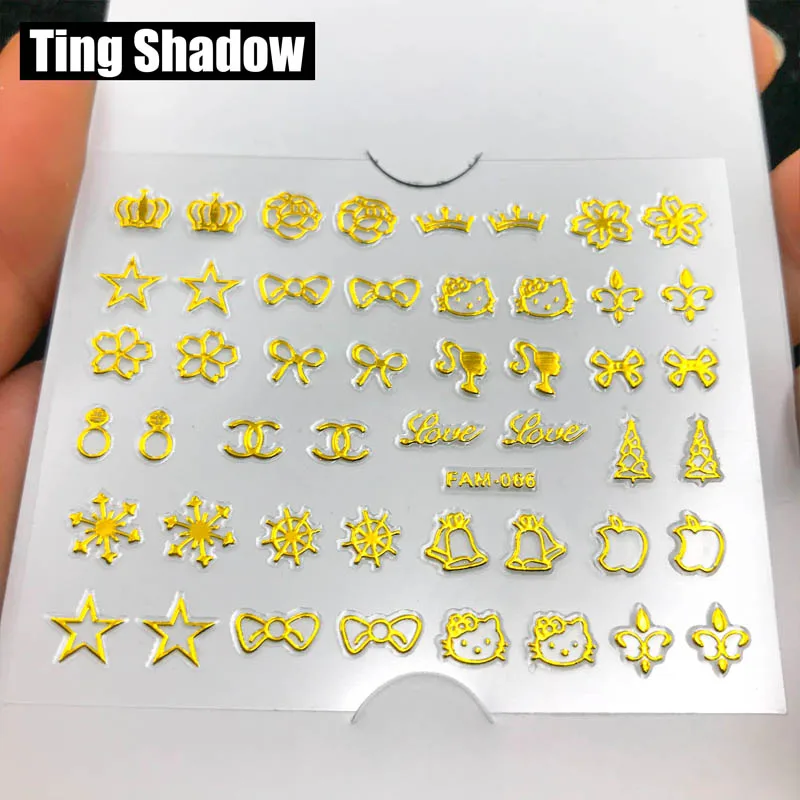 60pcs FAM066 1 Набор = 60 шт брендовых металлических наклеек для ногтей - Цвет: 60pcs FAM066