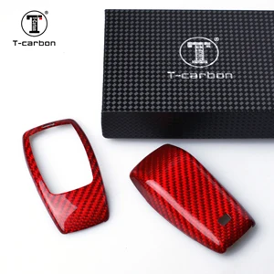 T-CARBON чехол для ключей из углеродного волокна для BENZ E Class - Название цвета: fiber glass red