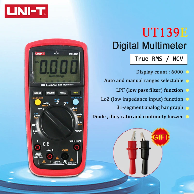 Ut139e Digital Multimeter True Rms Temperature Probe Lpf Pass Filter