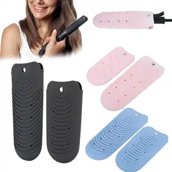

2pcs Heat Resistant Silicone Pouch Heat Shield Flat Iron Holder Cover for Hair Straightener Heat Resistant Mat for Curling Irons