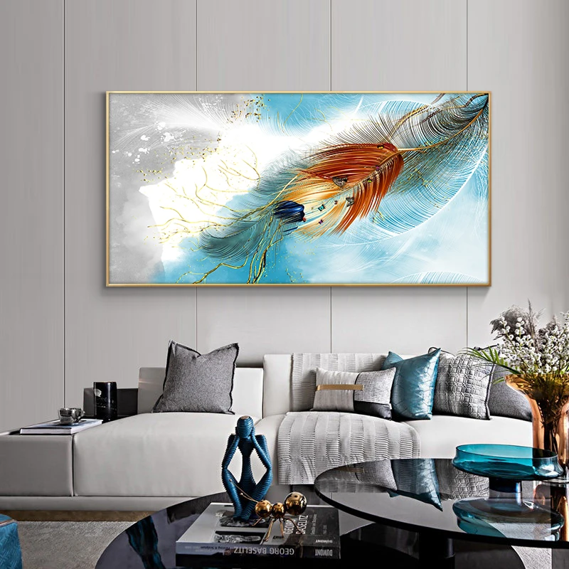 Цвет перо холст Картины Nordic Wall Art Животные Плакаты и принты на настенные холсты