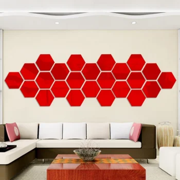 

New1 pc Hexagonal Box Stereoscopic Character Decorative Mirror Wall Stickers Living Room Decor