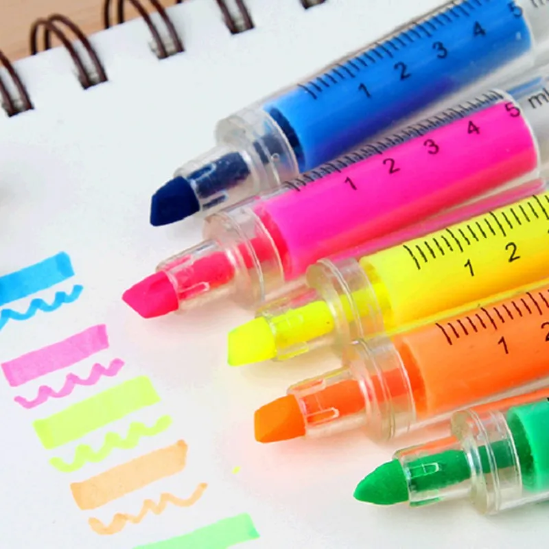 

1Pc Random Color Syringe Highlighter Pen Plastic School Office Nurse Doctor Student Novelty Christmas Party Gifts Favors
