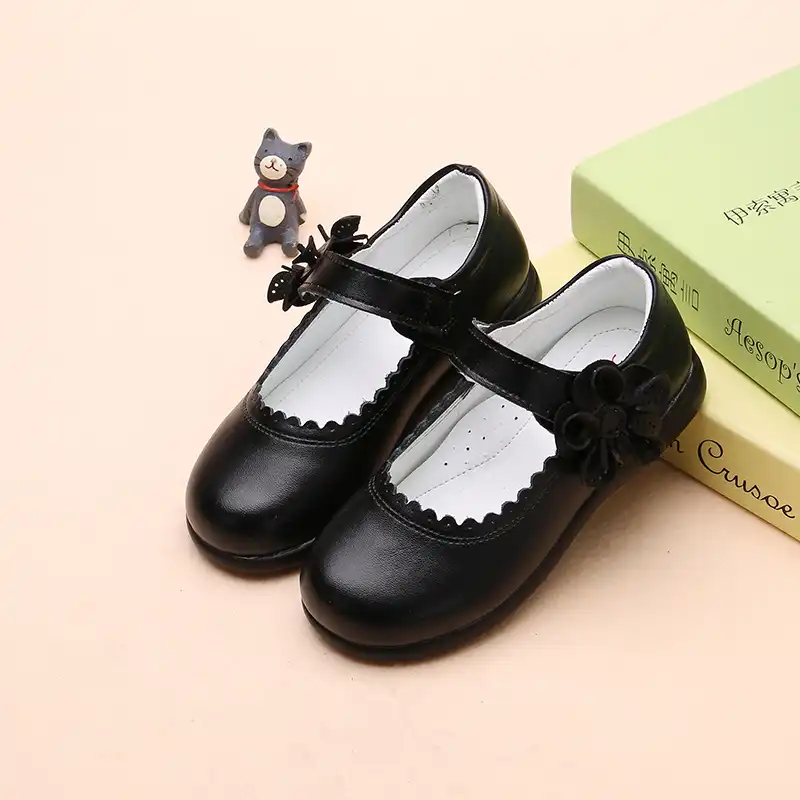 girls black leather shoes