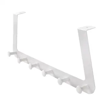 

1 Pc Over the Door Hook Wrought Iron Nail-free 6 Pegs Clothes Hanger Storage Rack for Bathroom Wardrobe Kitchen