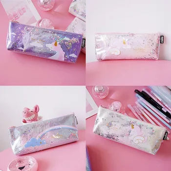 

1Pcs 2020 Kawaii Pencil Case Unicorn Wing Gift Sequins Shining School Pencil Box Pencilcase Bag School Supplies Stationery