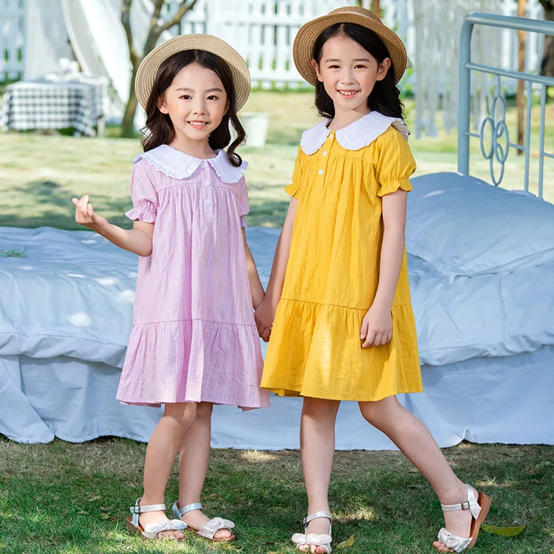2020 летние хлопковые платья для девочек детское длинное плиссированное платье