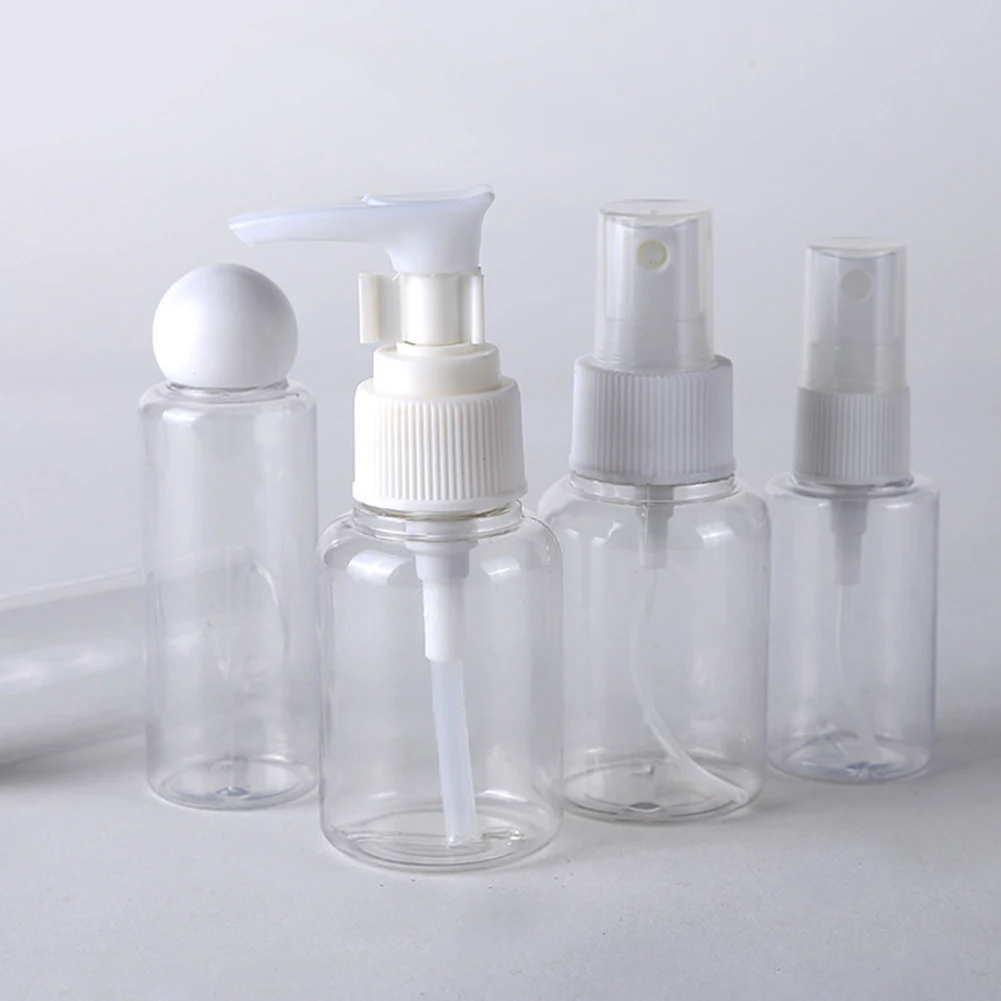 

5PCS Portable Travel bottles Cosmetic Refillable Jar Pot 50ML Transparent Plastic Empty Makeup Face Cream Container Bottle