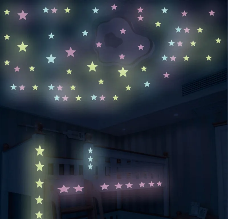 50 шт. 3 см праздничное украшение для дома 3D светящиеся звезды светящаяся наклейка для стены на стену Наклейка s для детской комнаты потолочные украшения для дома