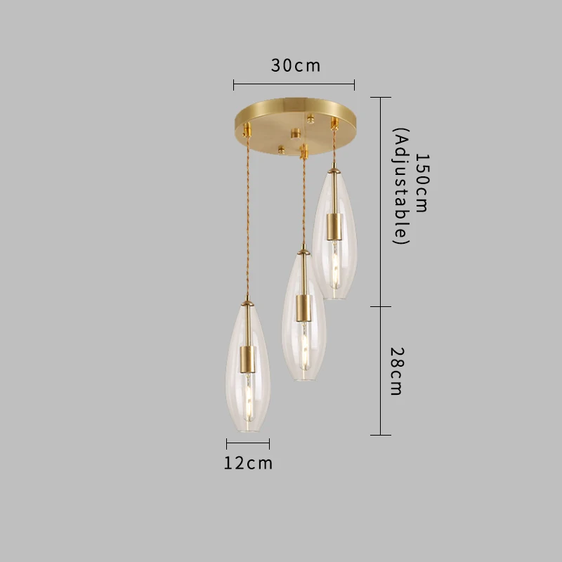 Современный светодиодный медный Золотой светильник-люстра, украшение для дома, подвесной светильник для гостиной, столовой, светильник, светильники для кухни - Цвет абажура: 3 Lights-Round
