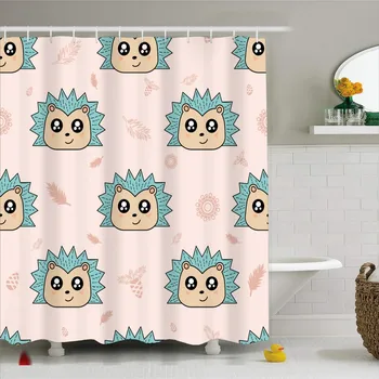 

Cartoon Hedgehog Printing Shower Curtain Polyester Waterproof Shower Curtains Bathroom Curtain Bathing Curtain Bath Room Curtain
