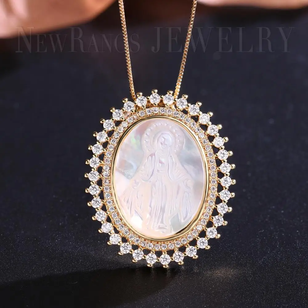 Newranos ожерелье с кулоном Девы Марии, ожерелье с кубическим цирконием для женщин, модное ювелирное изделие PGY011