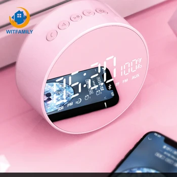 

Mirror Smart LED Clock Bluetooth Wireless Home Overweight Subwoofer Radio with TF Card Alarm Clock Bedroom Decoration