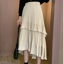TVVOVVIN Женская юбка осень и зима новая французская плиссированная юбка нестандартная Западная многослойная юбка трапециевидной формы длинная юбка B551